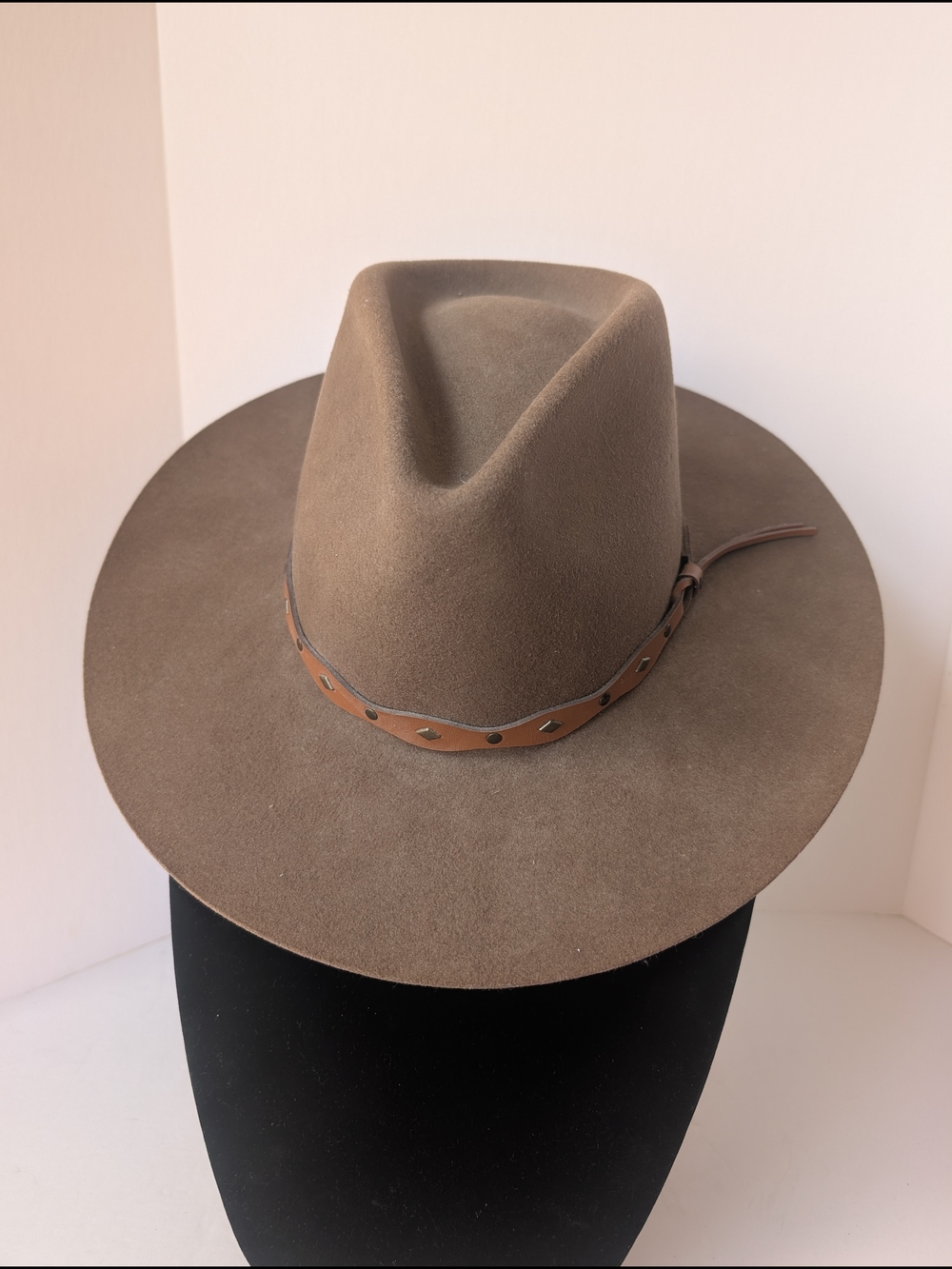Express Riders Vintage Unisex Wool Felt Western Fedora Hat Brown Band 7 3/8